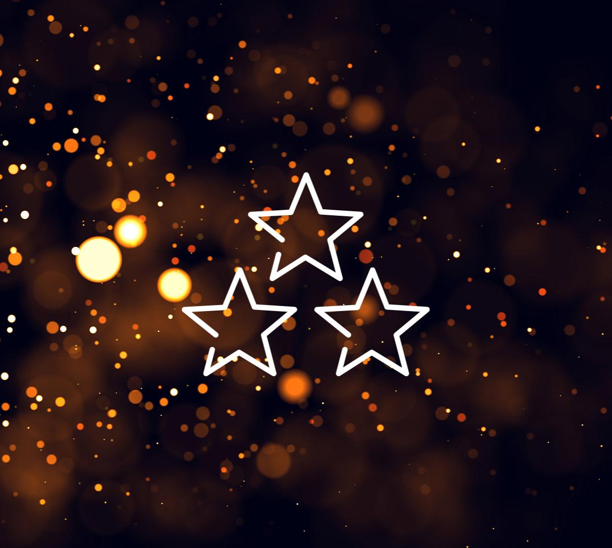 three star icon above light texture