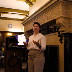 Sophia Bailey presenting her research.