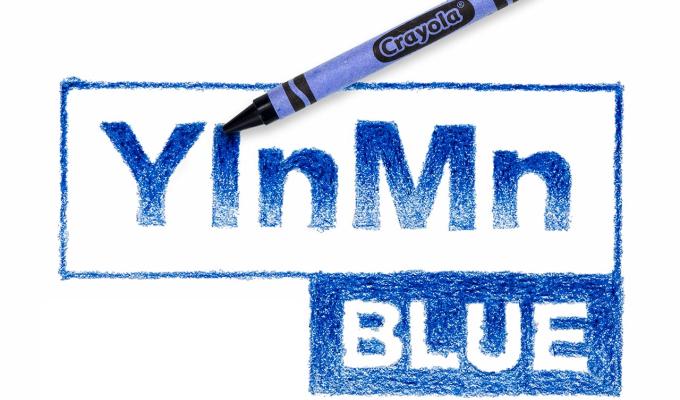 YInMn blue crayon with label