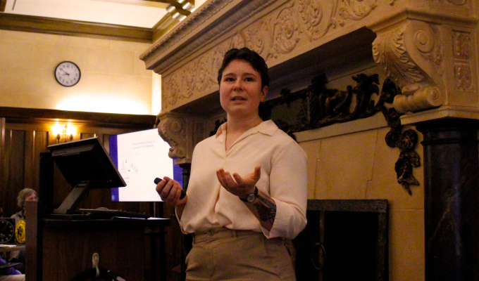Sophia Bailey presenting her research.