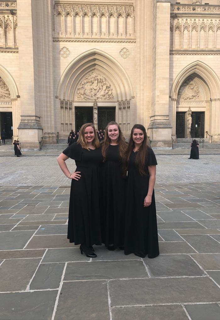 Bloom stands with friends after performing a choir concert in Washington D.C. 