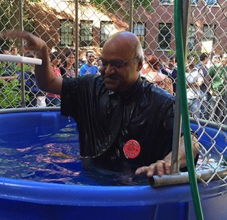 Dean Sastry Pantula gets dunked — for Science!