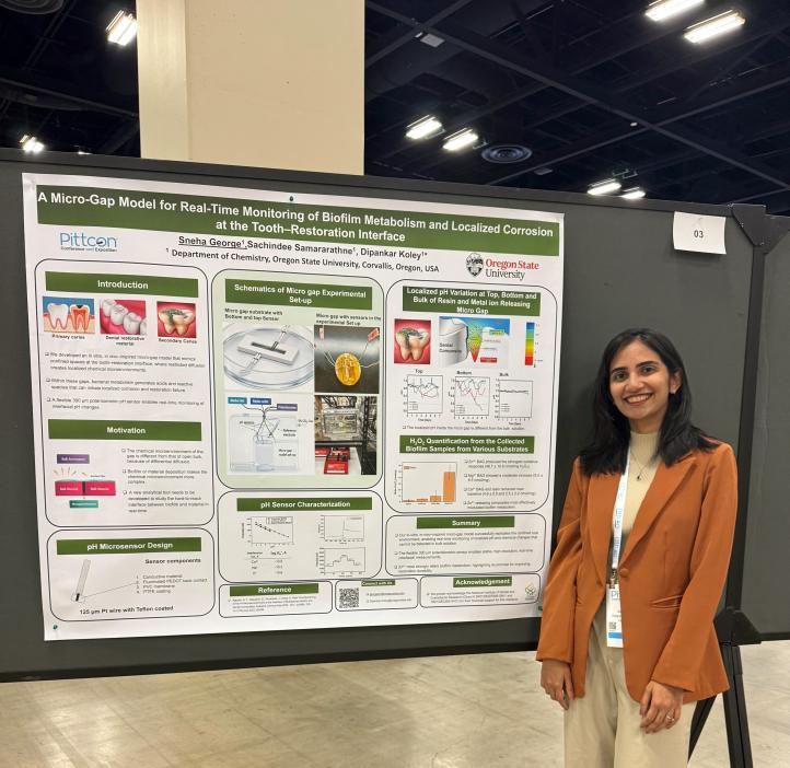 Sneha George with her poster presentation at Pittcon 2026.